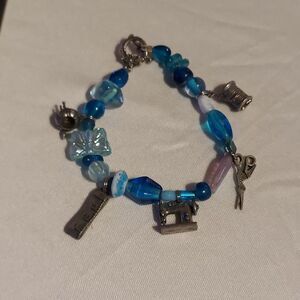 Seamstress Bracelet Charms Thread Sewing Machine Measuring Tape Scissors 6"